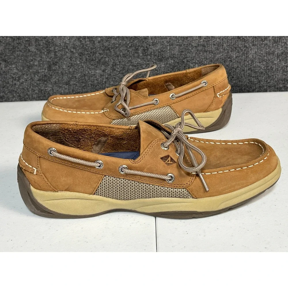Sperry‎ Top-Sider Mens Billfish Boat Shoes Tan Leather Mesh STS21592 Size 9